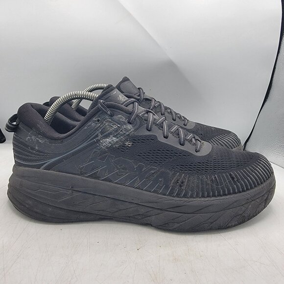 Hoka One One Bondi 7 Mens 10 Triple Black Running Shoes Athletic Outdoors Casual - Picture 13 of 13